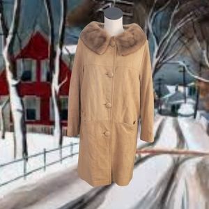 Vintage Suede Coat with Fur Collar